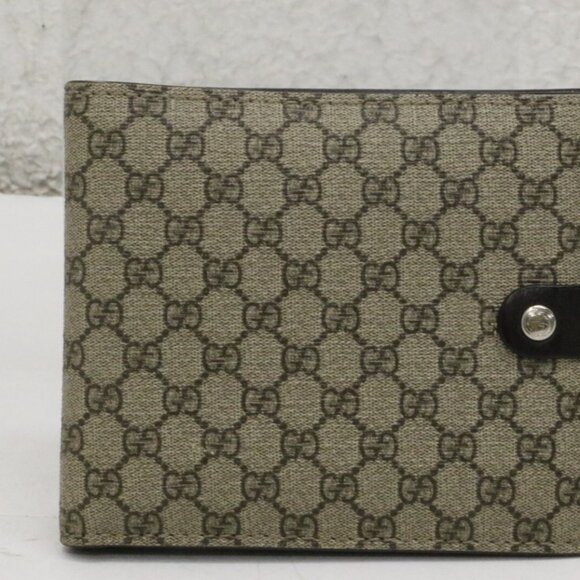 Gucci GG Supreme Monogram Bi-Fold Wallet Dark Brown - Picture 1 of 11